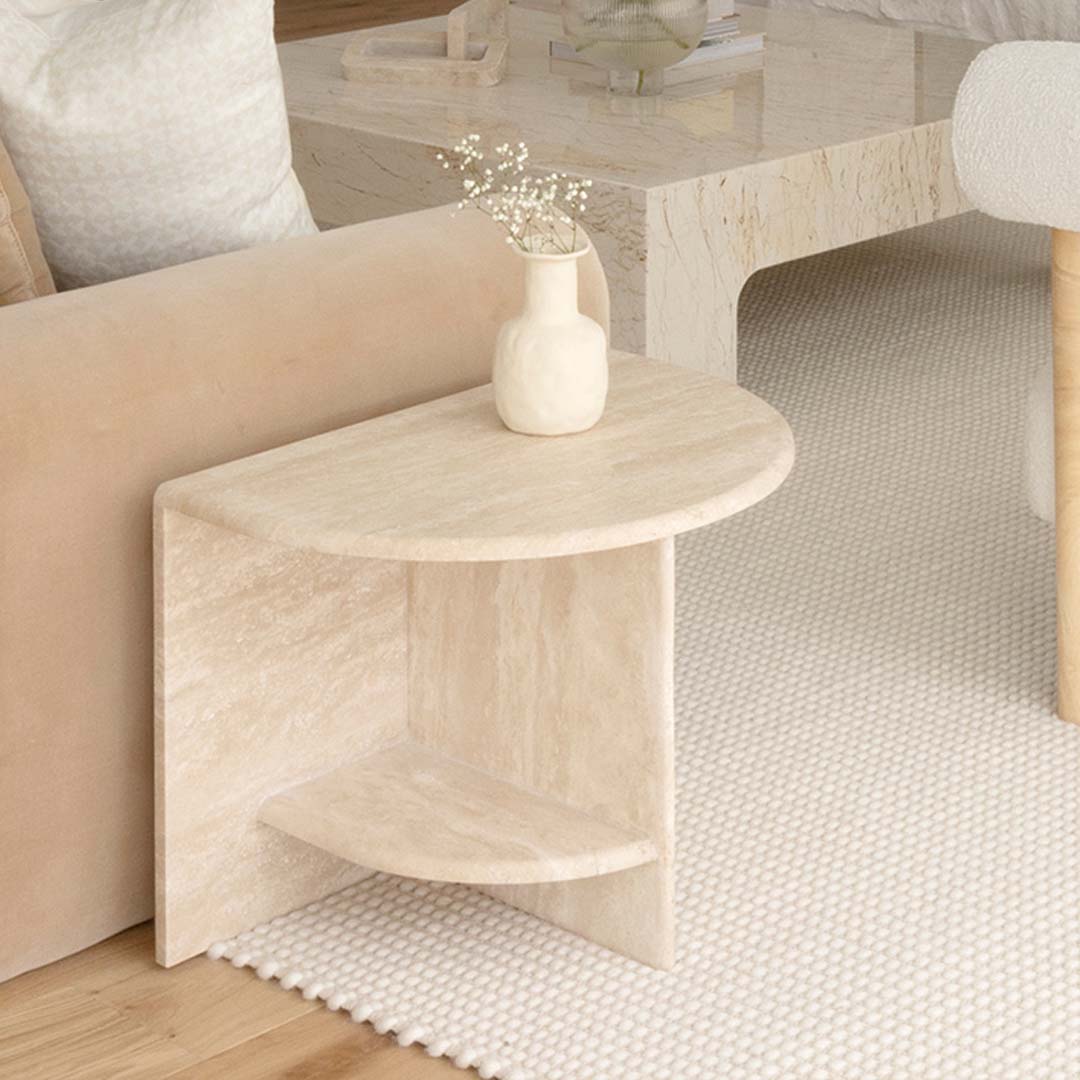 Delta Travertine Side Table | Buy Online in UAE