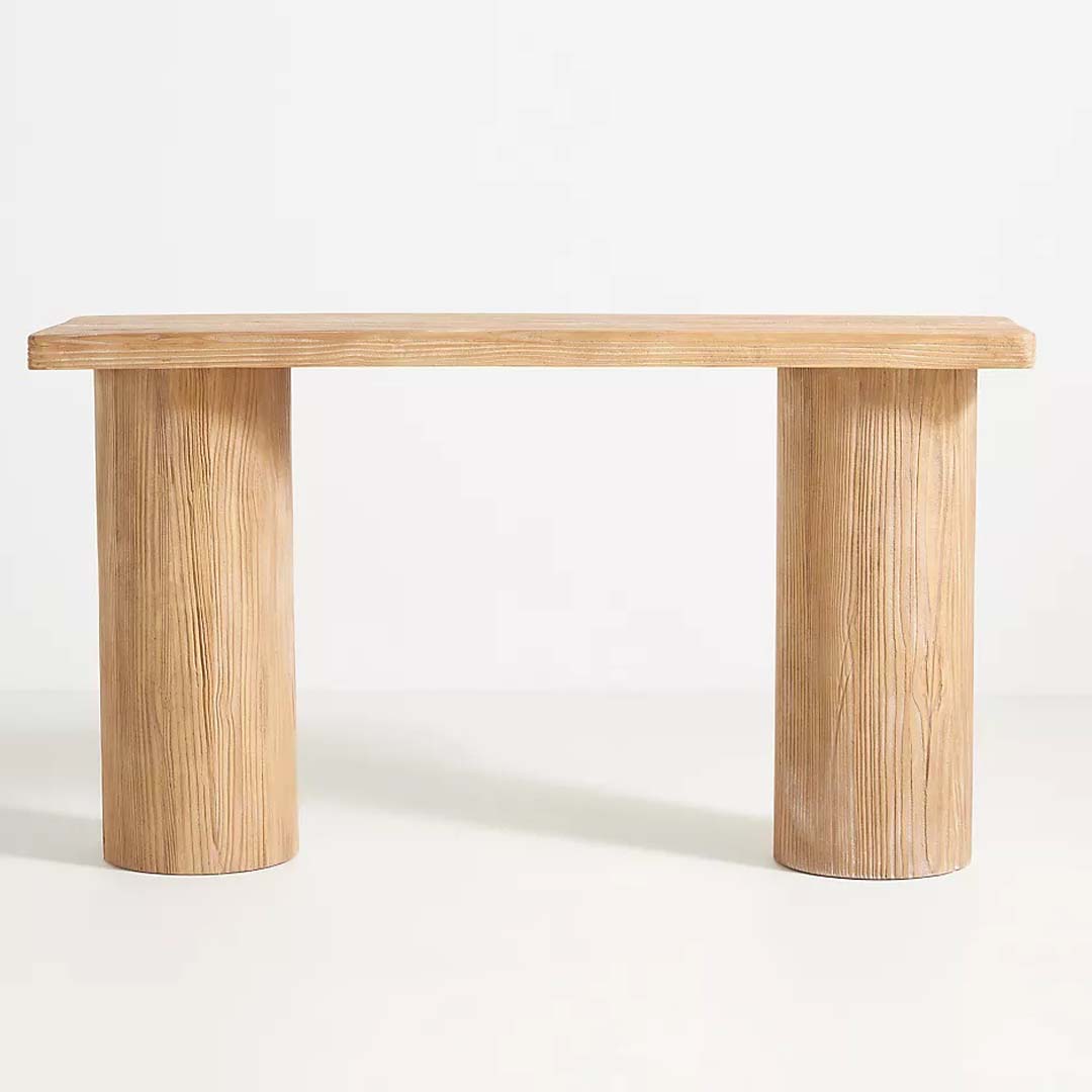 Raw wood store console table