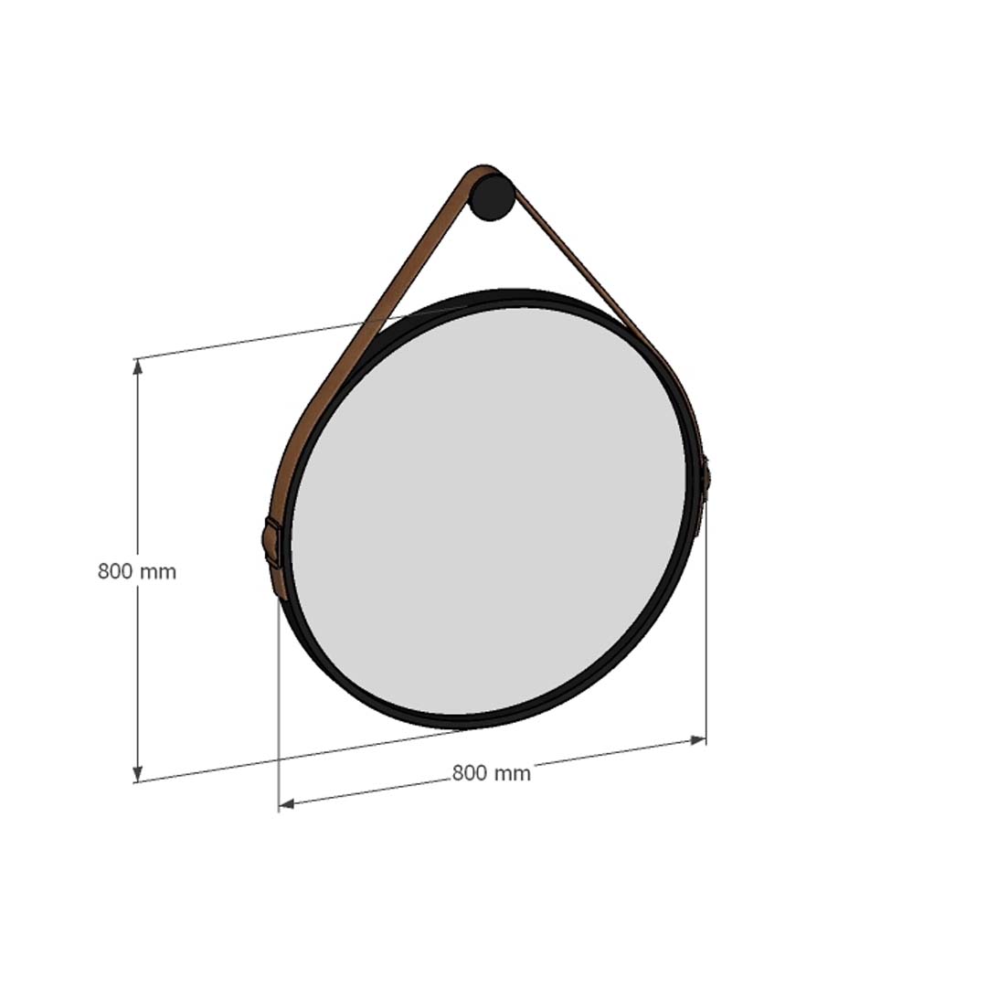 Circular Mirror With Leather strap Dimensions