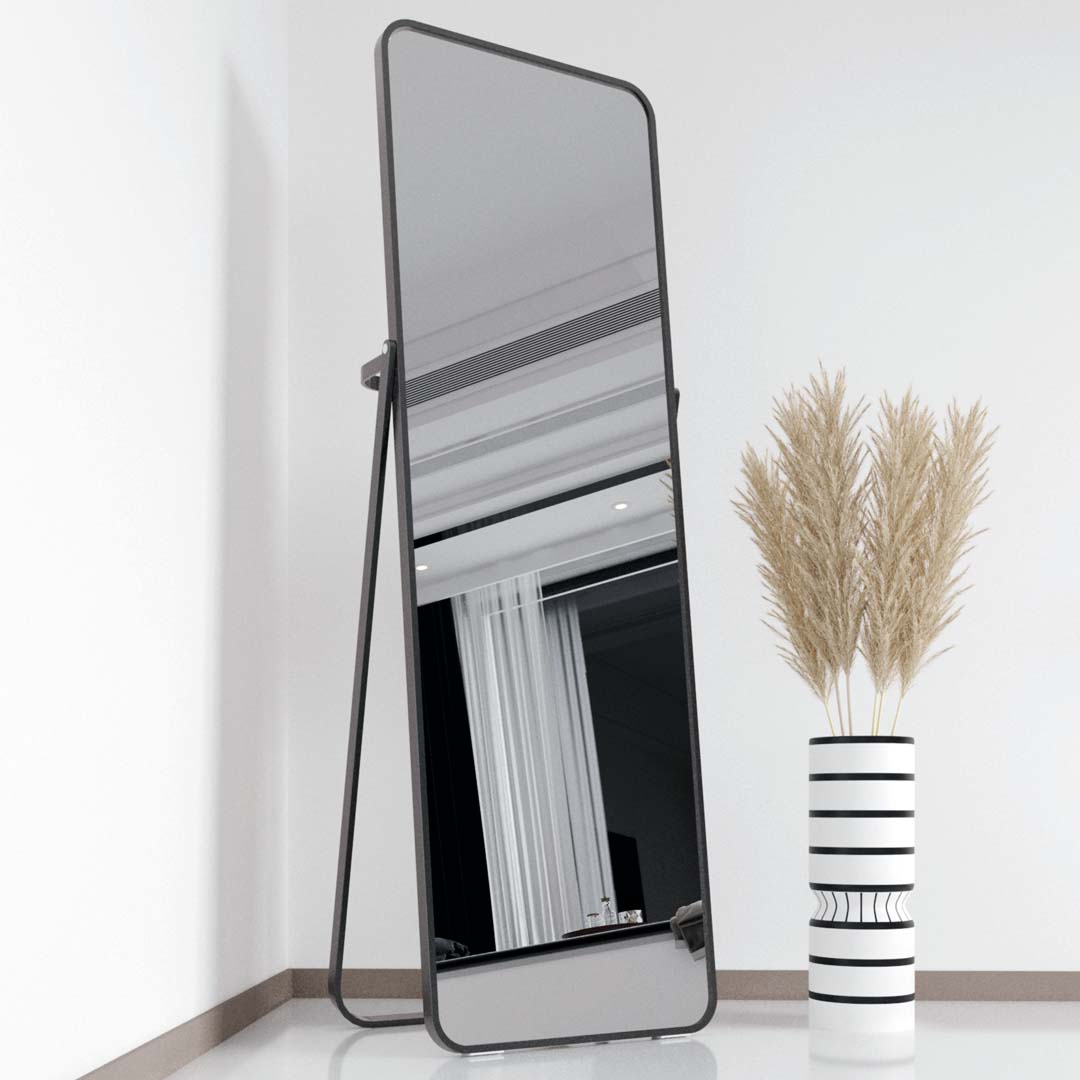 Black Freestanding Mirror with Stand
