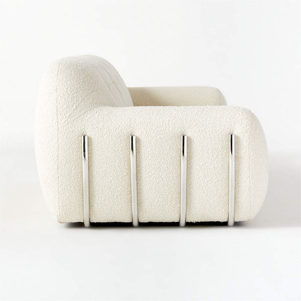 Cetas Cream Designer Sofa Elegant Metal Design 