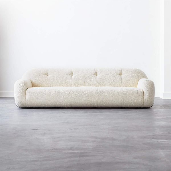 Cetas Cream Designer Sofa White Fabric