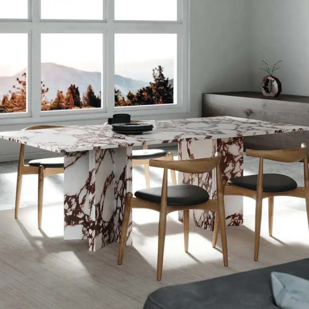 Bend Marble Dining Table For 6 People