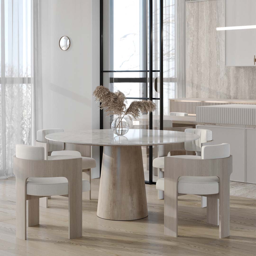 Almond Round Dining Table