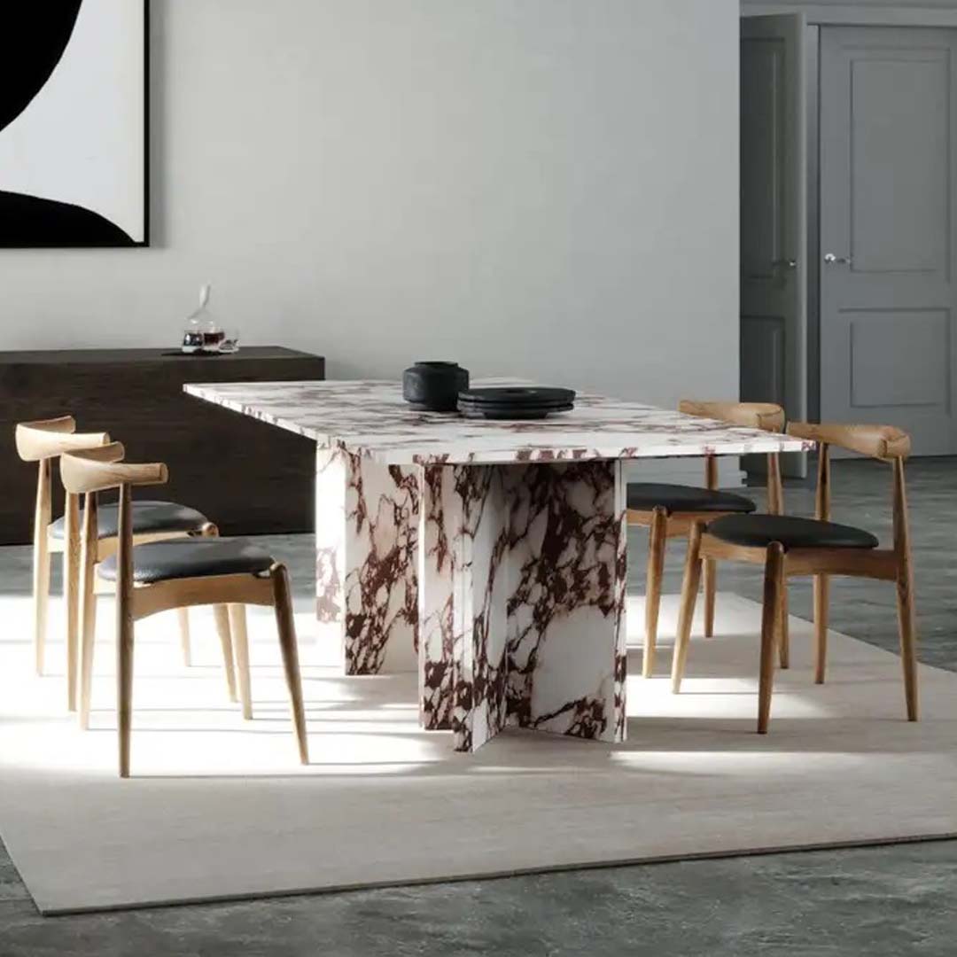 Bend Marble Dining Table For 6 People