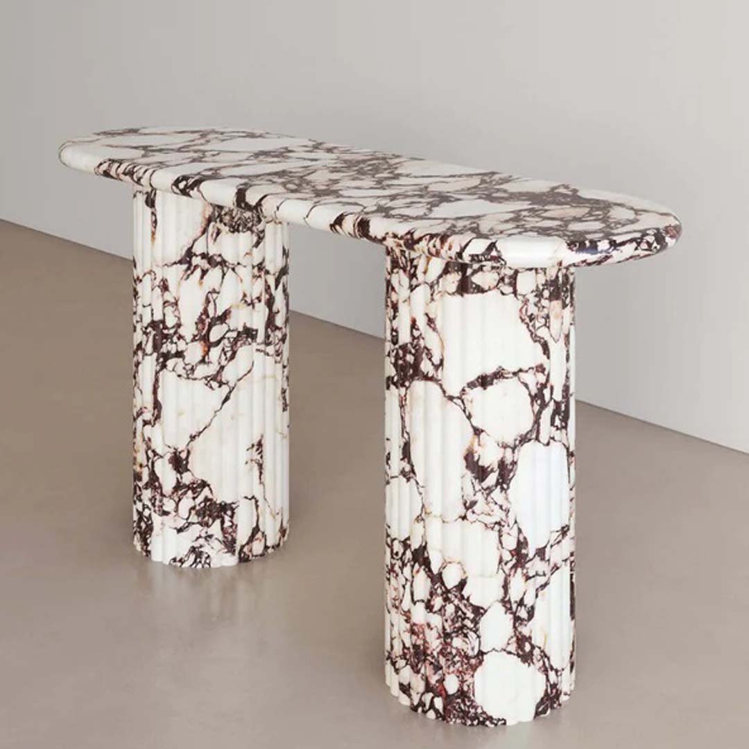 Alsafi Natural Calacatta Viola Marble Console Table