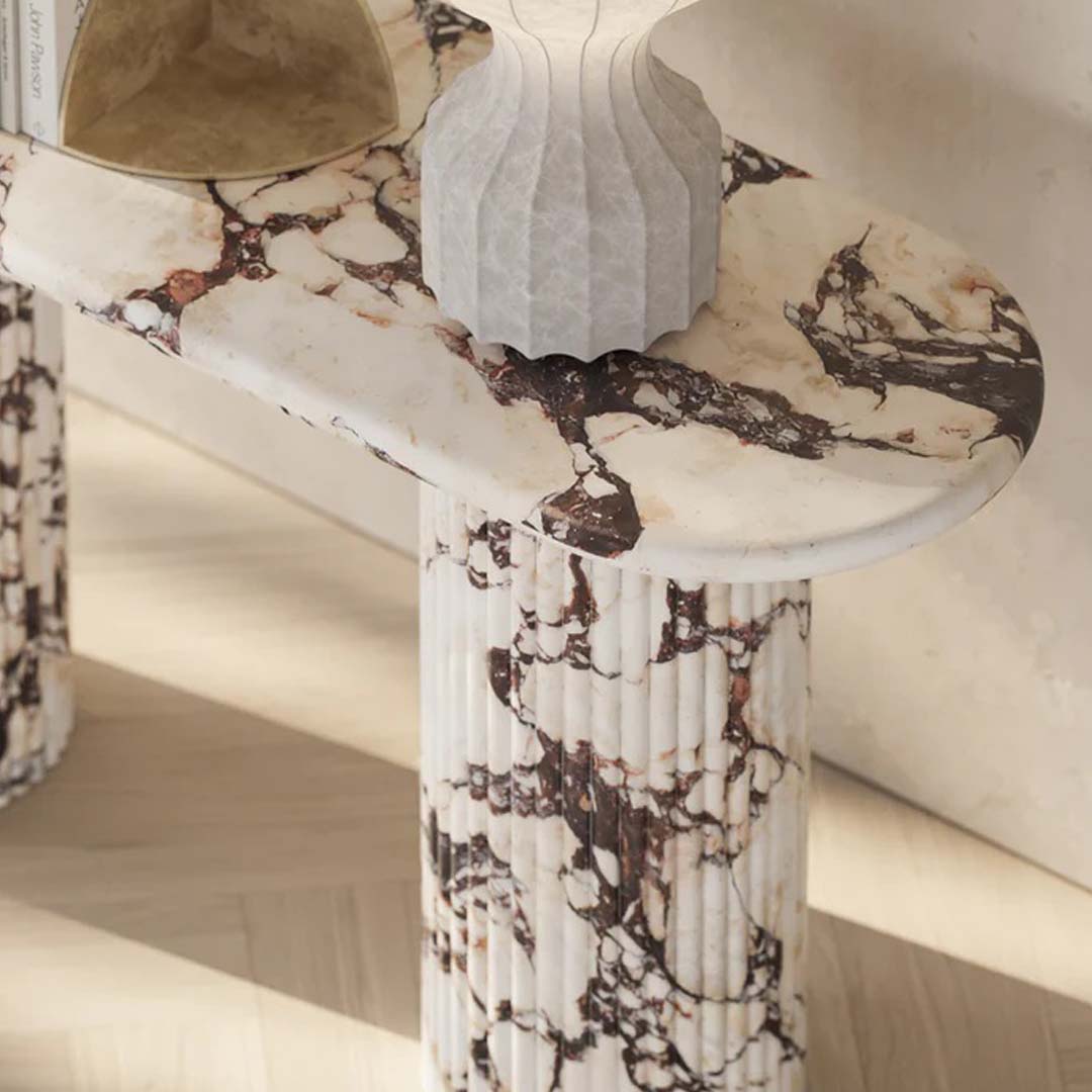 Alsafi Natural Calacatta Viola Marble Console Table