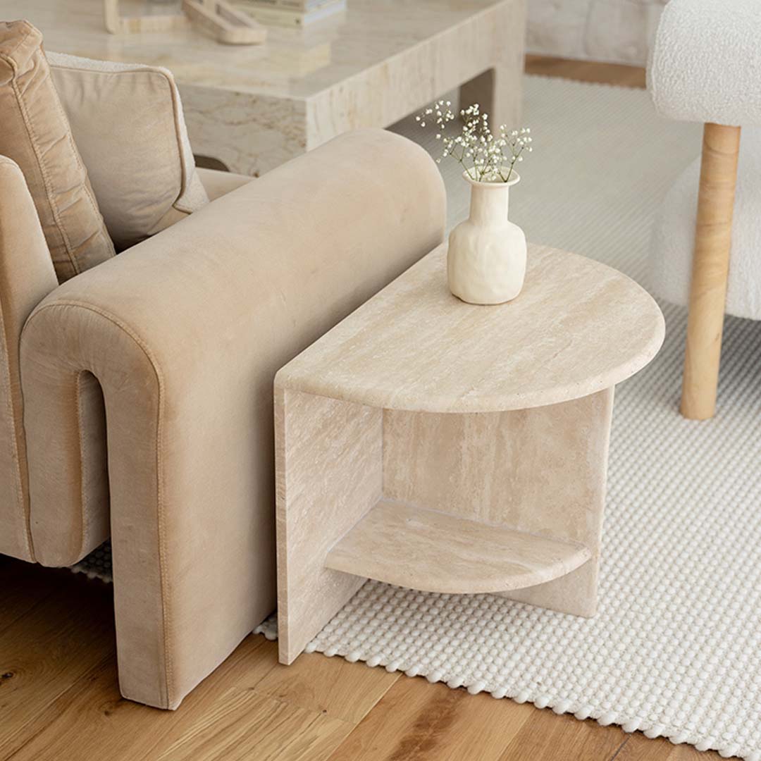 Delta Travertine Side Table