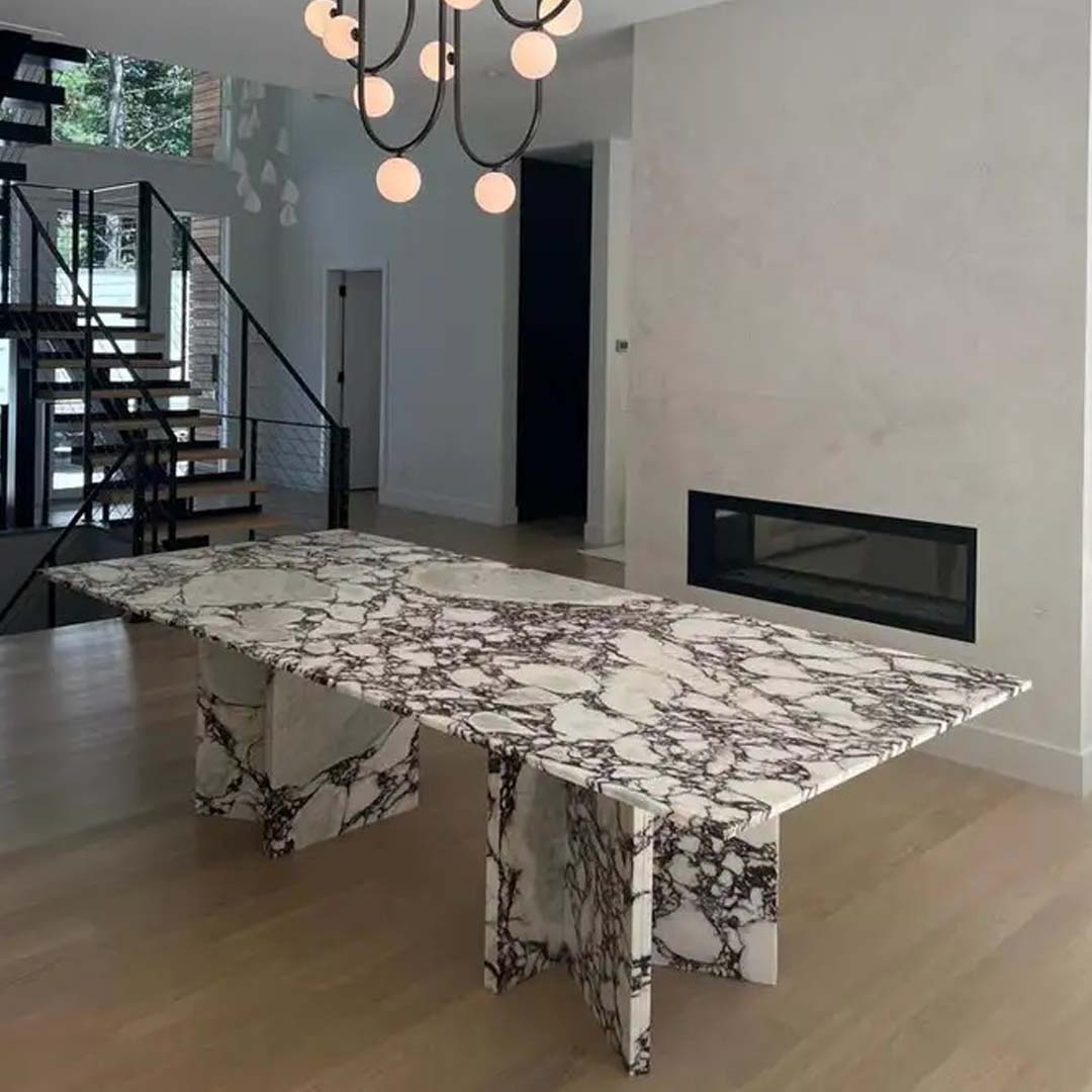 Bend Marble Dining Table For 6 People