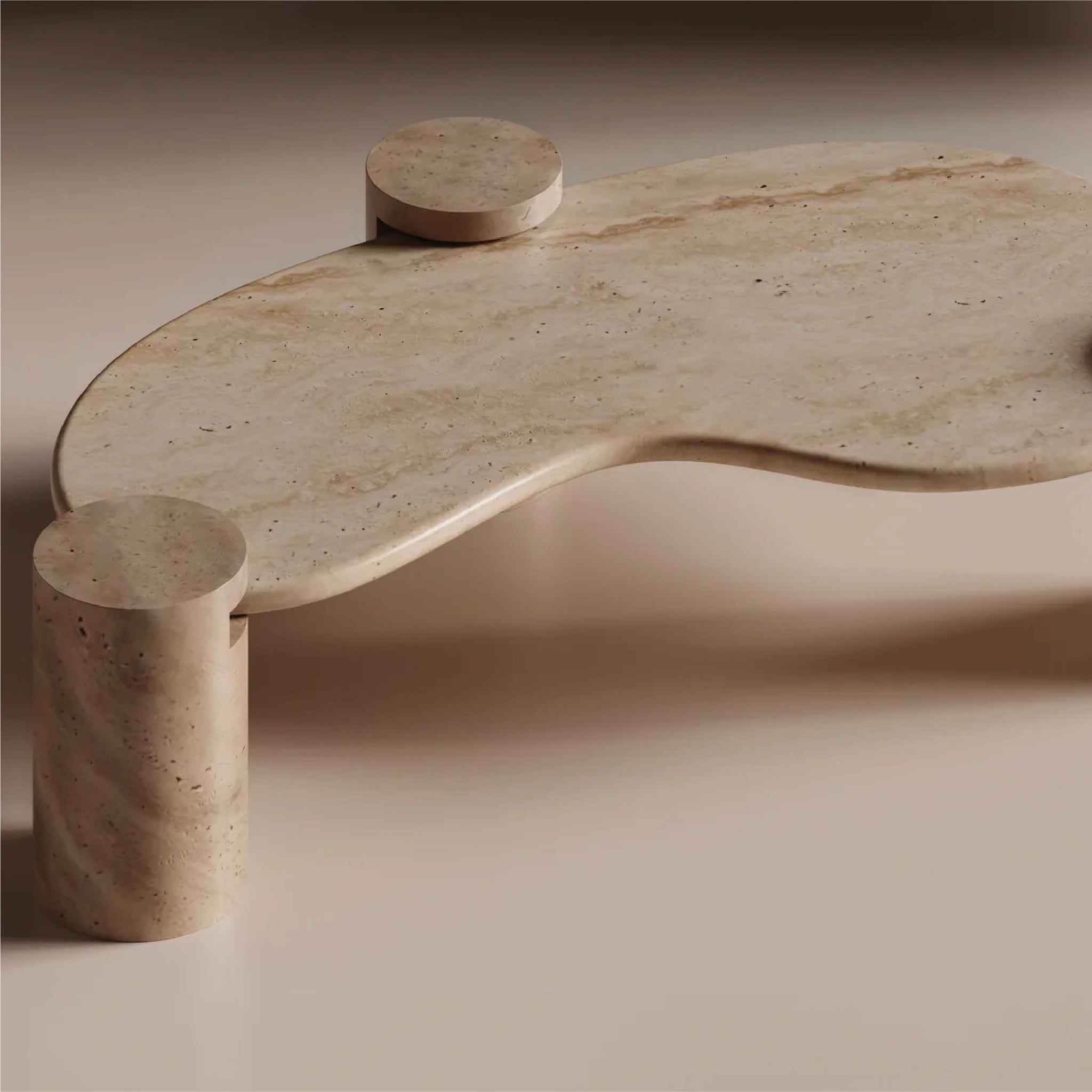 Cascade Travertine Marble Coffee Table Side view