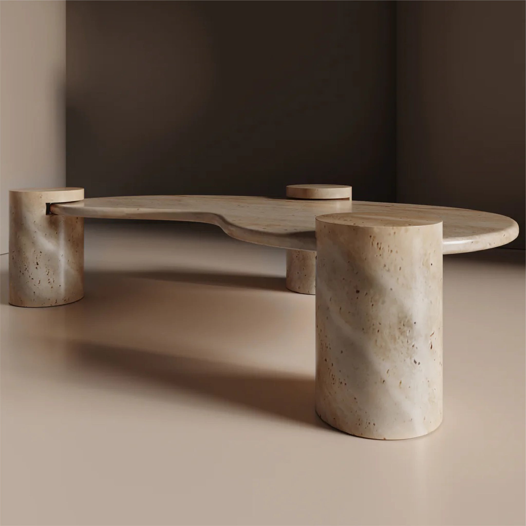 Cascade Travertine Marble Coffee Table Side look