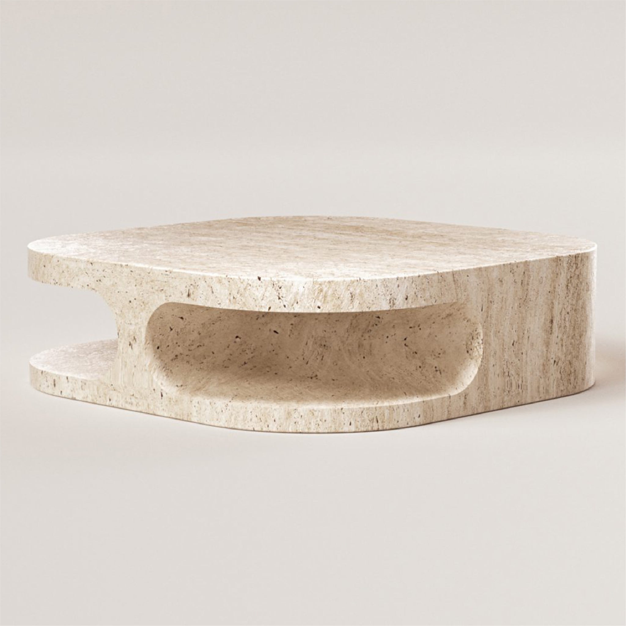 Monarch Travertine Marble Coffee Table Side view