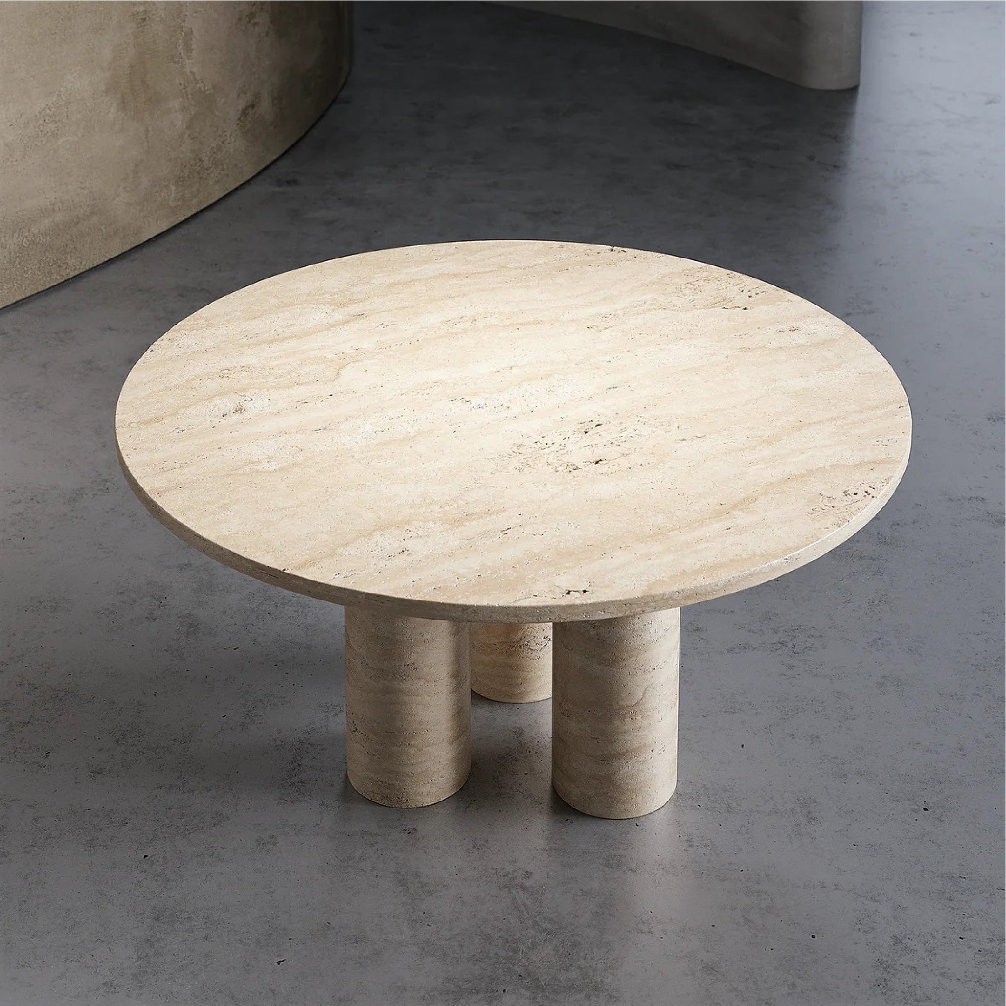 Sophisti circular Travertine Marble Dining Table